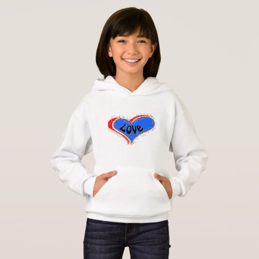 Niedliche Mädchen "Liebe" Herz Hoodie (Vorne ganz)