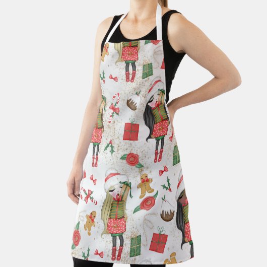 NIEDLICHE MÄDCHEN MIT CHRISTMAS PRÄSENTIERUNGEN UN SCHÜRZE (InSitu)