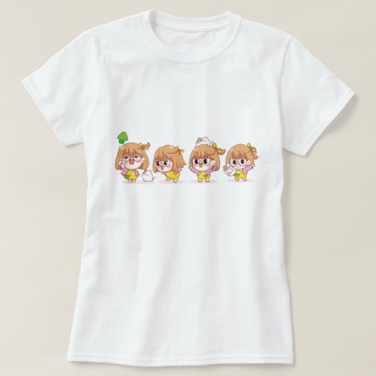 Niedliche Mädchen mit Katzen T-Shirt (Design vorne)