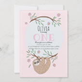 Niedliche Mädchen Schlafzimmername 1. Geburtstag Einladung (Vorderseite)