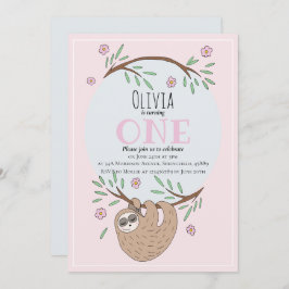 Niedliche Mädchen Schlafzimmername 1. Geburtstag Einladung