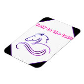 Niedliche Mädchen sprechen mit dem Schwanz Pferd Magnet (Linke Seite)