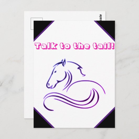 Niedliche Mädchen sprechen mit dem Schwanz Pferd Postkarte (Vorne/Hinten)