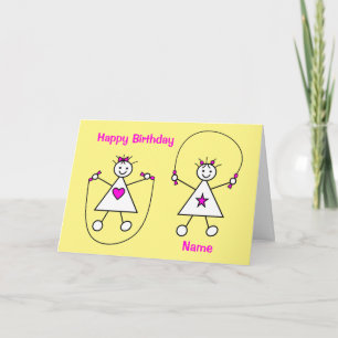 Niedliche Mädchen überspringen Geburtstag Karte
