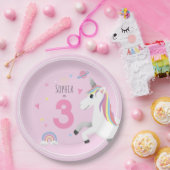Niedliche Mädchen und Girly Pink Einhorn Kindergeb Pappteller (Party)