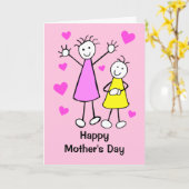 Niedliche Mädchen und Muttertag im Herzen Karte (Gelbe Blume)