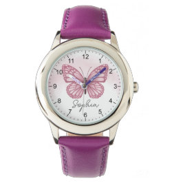 Niedliche Mädchen und Whimsical Butterfly Kinder Armbanduhr