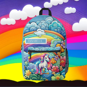 Niedliche Mädchen unicorn geben den Namen Bedruckter Rucksack