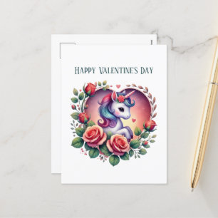 Niedliche Mädchen verehren Happy Valentine Day Feiertagspostkarte