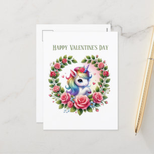 Niedliche Mädchen verehren Happy Valentine Day Feiertagspostkarte