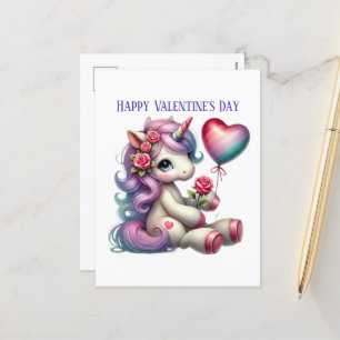 Niedliche Mädchen verehren Happy Valentine Day Feiertagspostkarte