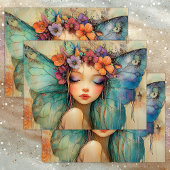 NIEDLICHE MÄDCHENDEKOUPAGE SEIDENPAPIER