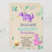 Niedliche Mädchendrache-Geburtstags-Party Einladung (Vorne/Hinten)