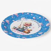 Niedliche Mädchendusche Pappteller (Schrägansicht)