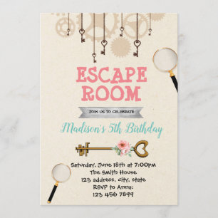 Niedliche Mädchenentweichen-Raum-Party Einladung