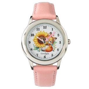 Niedliche Mädchenfoxliebhaber geben Namen Armbanduhr