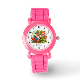 Niedliche Mädchenfoxliebhaber geben Namen Armbanduhr