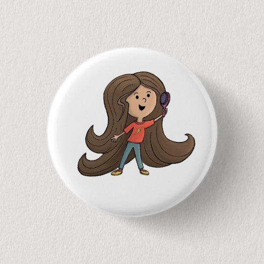 Niedliche Mädchenhaarknopf Button (Vorderseite)