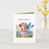 Niedliche Mädchenmärchenfreunde Karte (Gelbe Blume)