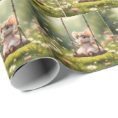 Niedliche Mädchenmäuse auf dem Laufsteg Geschenkpapier (Rolleneckpunkt)