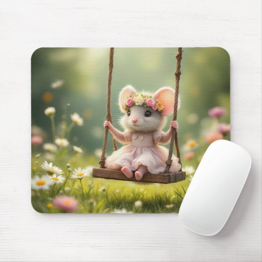 Niedliche Mädchenmäuse auf dem Laufsteg Mousepad (Mit Mouse)