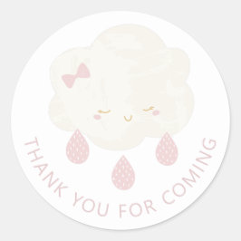 Niedliche Mädchenwolke. Babydusche danke Ihnen zu  Runder Aufkleber