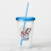 Niedliche Mädels Einhornmärchen tragen den Namen Acryltrinkbecher (Rückseite)
