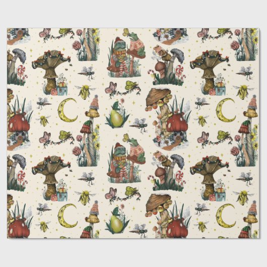 Niedliche Magie Pilze Cotgagecore Frohe Weihnachte Geschenkpapier (Flach)