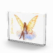 Niedliche magische blaue Augen Feen goldene Flügel Fotoblock (Rechts)