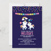 Niedliche magische Einhörner mit einem Regenbogen  Magneteinladung (Vorderseite)