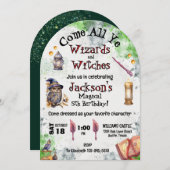 Niedliche Magische Zauberer und Hexen Einladung (Vorne/Hinten)