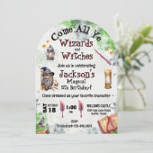 Niedliche Magische Zauberer und Hexen Einladung (Stehend Vorderseite)