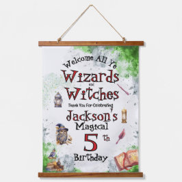 Niedliche Magische Zauberer und Hexen Wandteppich Mit Holzrahmen