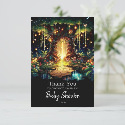 Niedliche majestätisch verzauberte Forest Baby-Dus Dankeskarte (Stehend Vorderseite)