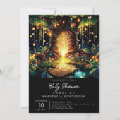 Niedliche majestätisch verzauberte Forest Baby-Dus Einladung (Vorderseite)