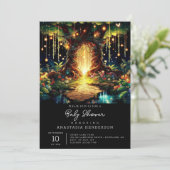 Niedliche majestätisch verzauberte Forest Baby-Dus Einladung (Stehend Vorderseite)