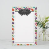 Niedliche Makaronmuster mit Extravagantem Rahmen Briefpapier (Stehend Vorderseite)