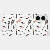 Niedliche Makeup-Dinge Muster mit Personalisiertem Case-Mate iPhone Hülle (Rückseite (Horizontal))