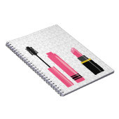 Niedliche Makeup Pink Lipstick und Mascara Notizblock (Rechte Seite)