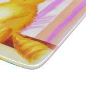 Niedliche Malerei einer Katze mit einem Pinsel. Je Schneidebrett (Ecke)