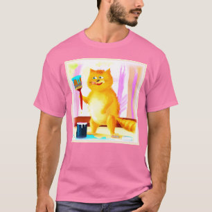 Niedliche Malerei einer Katze mit einem Pinsel. Je T-Shirt