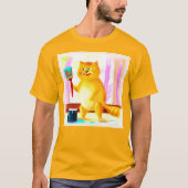 Niedliche Malerei einer Katze mit einem Pinsel. Je T-Shirt (Vorderseite)