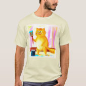 Niedliche Malerei einer Katze mit einem Pinsel. Je T-Shirt (Vorderseite)