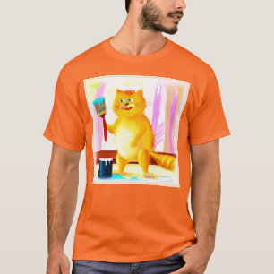 Niedliche Malerei einer Katze mit einem Pinsel. Je T-Shirt