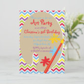 Niedliche Malerei Party Geburtstag Einladungen (Stehend Vorderseite)