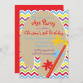 Niedliche Malerei Party Geburtstag Einladungen (Vorne/Hinten)