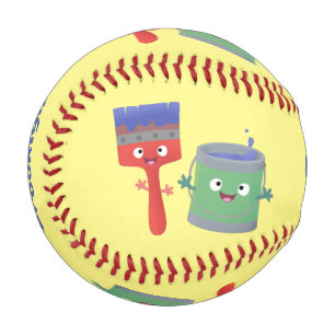 Niedliche Malerpinsel und Zeichenkarikaturen Baseball