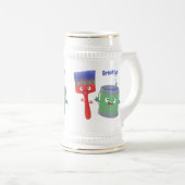 Niedliche Malerpinsel und Zeichenkarikaturen Bierglas (VorderseiteRechts)