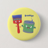 Niedliche Malerpinsel und Zeichenkarikaturen Button (Vorderseite)