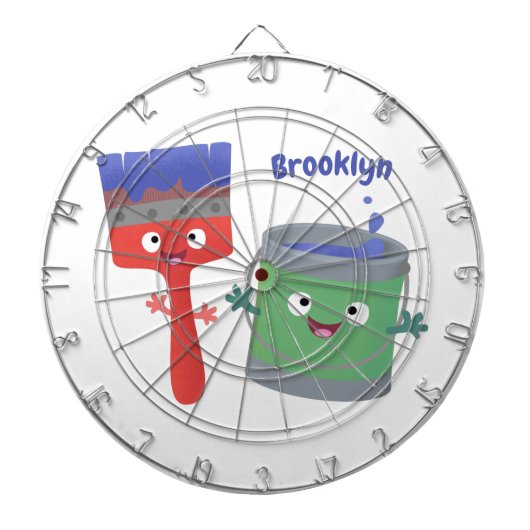 Niedliche Malerpinsel und Zeichenkarikaturen Dartscheibe (vorne)